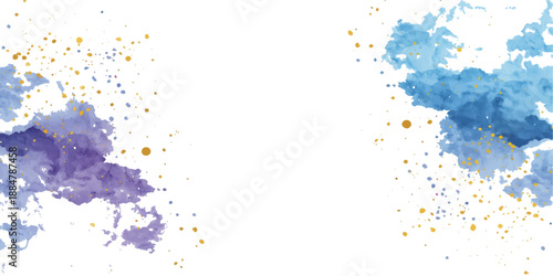 Abstract watercolor background featuring blue ink splashes and green paint splatters with a liquid texture design on a colorful artistic vector illustration