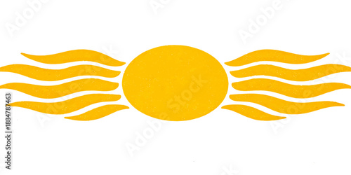 A fresh citrus orange fruit vector illustration featuring a bright yellow summer sun symbol with a juice splash design for a healthy sweet food concept