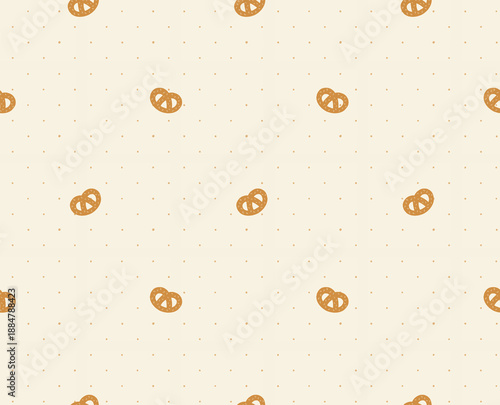 Pretzel seamless pattern on beige background