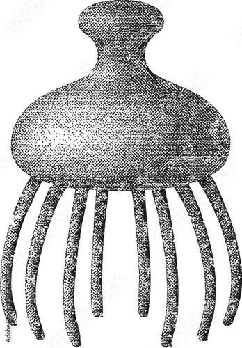 Vintage Octopus Claw Head Massager Halftone Illustration