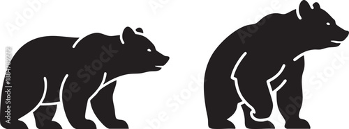 Powerful Black Bear Silhouettes, Wild Animal Icons for Wilderness and Nature Themes