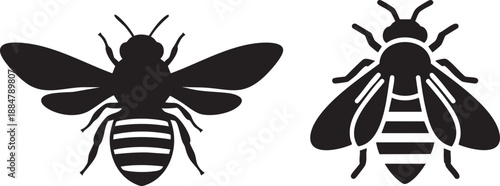 Busy Bee Silhouettes Vector Set for Pollination, Honey Production, and Nature Concepts