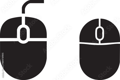 Modern Computer Mouse Silhouettes Icon Set for Technology, Digital Devices, and Computing