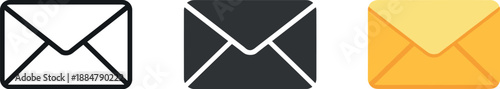 Image Generation. Personal envelope communication depicted through three identical mail shapes aligned horizontally, rendered as