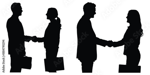 Silhouettes of business people in vector illustration