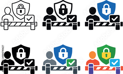 Image Generation. Authentication safety symbol depicting a secured checkpoint that confirms user legitimacy before granting system