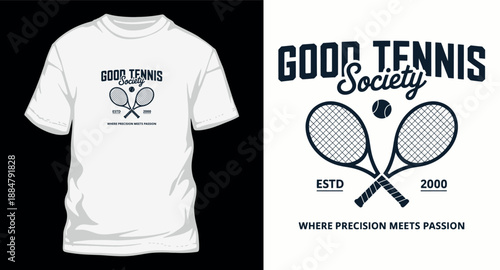 Elegant tennis society branding featuring crossed rackets and premium script typography
