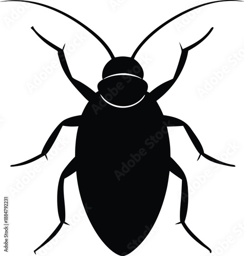 Cockroach vector icon, a minimalist black insect illustration
