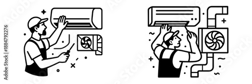 Efficient HVAC technician servicing air conditioning unit