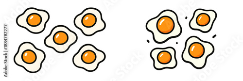 Fried eggs collection in vector style for culinary designs