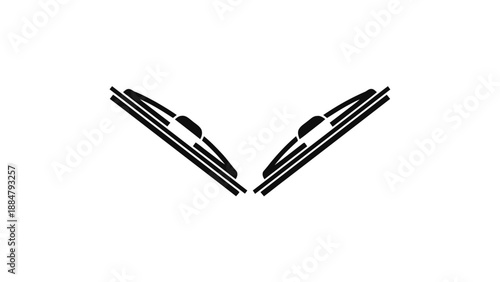 Vector illustration of two car windshield wipers cleaning accessory on transparent background