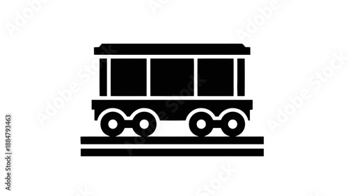 Vector illustration of a classic railway carriage icon or freight wagon on transparent background