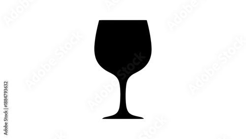 Vector illustration of an elegant wine glass silhouette icon, on transparent background for beverage concepts