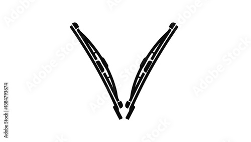 Vector illustration of windshield wipers pair for automobile glass cleaning, on transparent background