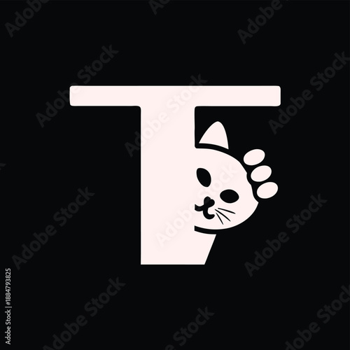 Creative Lettering Design Featuring Playful Kitten, Unique Typography For Pet Shops And Animal Care Branding