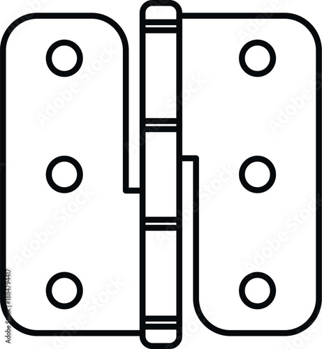 Door hinge vector line icon representing construction and repair hardware