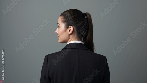 Model Poses for a Fashion Shoot in a Studio Setting With Neutral Background C...