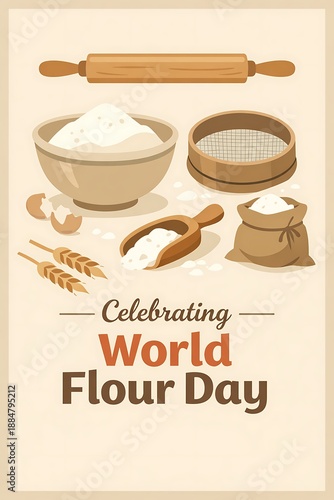 Wallpaper Mural Celebrating World Flour Day - Baking Tools Wheat Ingredients Poster Design Torontodigital.ca