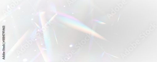 Crystal prism reflects rainbow neon light through diamond glass sparkle. PNG vector lens flare captures glitter, glare, and holographic effect. Light refractions add magical spectrum depth.