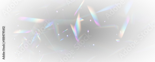Diamond neon prism refracts rainbow light across crystal glass. PNG vector lens captures glare, sparkle, bokeh and flare effect with holographic glitter. Prism brightness enhances magical spectrum.