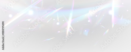 Rainbow crystal prism shines neon light through diamond glass. PNG vector lens captures glitter, sparkle, glare, bokeh, flare effect. Prism refractions amplify holographic spectrum.