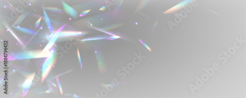 Neon rainbow prism bends light through diamond crystal glass. PNG vector lens captures glare, sparkle, bokeh, flare effect across holographic glitter spectrum. Prism reflections enhance radiant magic.