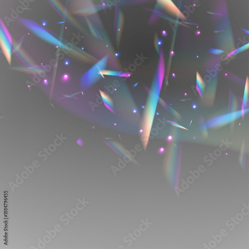 Neon rainbow prism bends light through diamond crystal glass. PNG vector lens captures glare, sparkle, bokeh, flare effect across holographic glitter spectrum. Prism reflections enhance radiant magic.