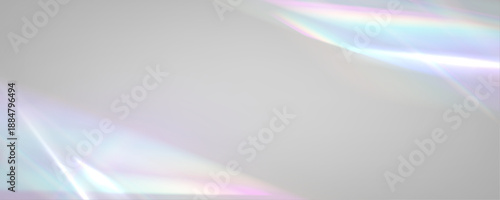 Glass prism refracts neon rainbow light into diamond crystal sparkle. PNG vector lens captures glare and flare effect across holographic surfaces. Glitter bokeh adds radiant depth and shine.