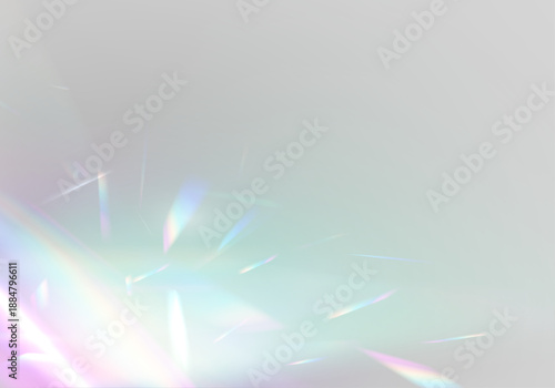 Diamond prism catches rainbow neon sparkle across crystal glass. PNG vector lens flare creates glare and light effect on holographic surfaces. Glitter bokeh adds magical shine to composition.