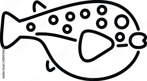 Canvas Print Pufferfish swimming, representing marine life and ocean animals