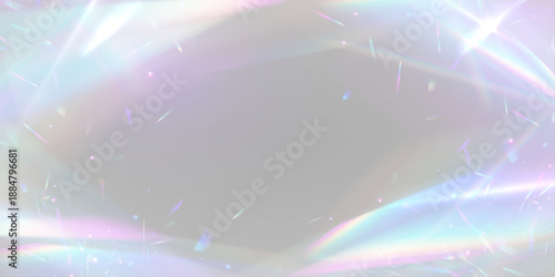 Neon diamond prism bends rainbow light through crystal glass sparkle. PNG vector lens flare captures glitter, glare, bokeh, holographic effect. Light reflections create magical depth.