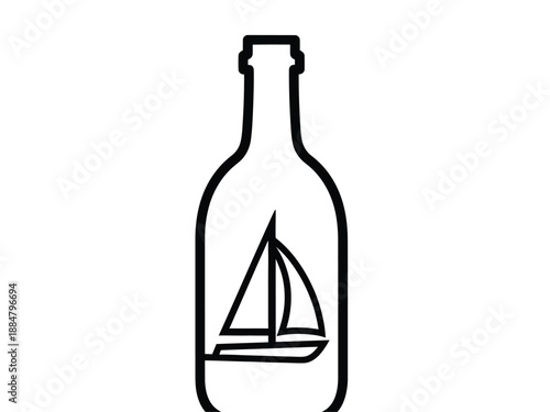 Artistic depiction of a sailboat enclosed within a glass bottle, a unique concept.
