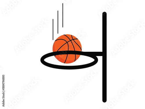 Basketball successfully going through the hoop, scoring points in the game.