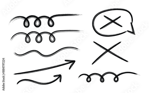 Hand drawn vector graphic symbols and arrows
