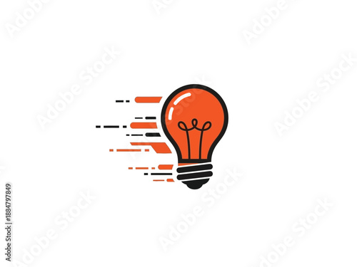 Creative lightbulb idea concept with speed lines for innovation and inspiration.
