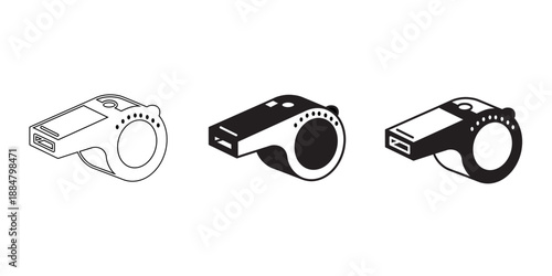 Whistle Icon  in Outline and Solid Style – Sports Referee Signal Vector