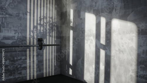 Shadows Cast on a Textured Wall in a Studio During Daylight