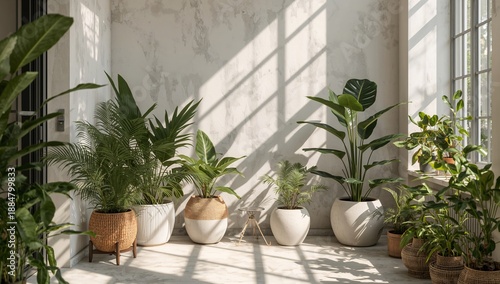 Bright Room Filled With Various Indoor Plants and Natural Light in a Modern S...