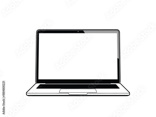 Modern laptop computer with blank screen for digital display and work.