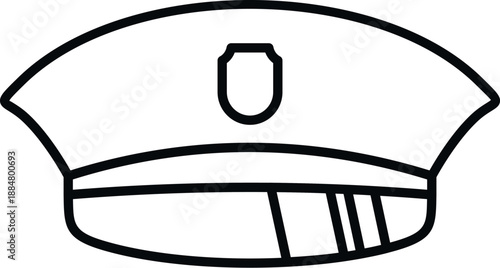 Police officer hat showing a shield icon and visor stripes