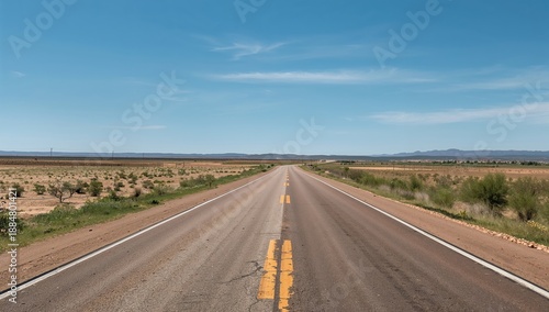Empty Road Stretches Through Countryside Under Cloudy Sky in Midday