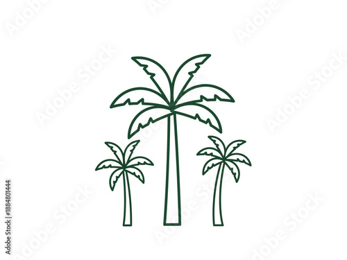 Three palm trees illustration, perfect for tropical vacation, nature and summer themes.
