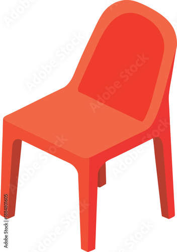 Red Plastic Chair Icon for Modern Furniture and Interior Design Illustration