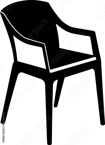 Modern Plastic Chair Icon for Interior Design and Furniture Illustration