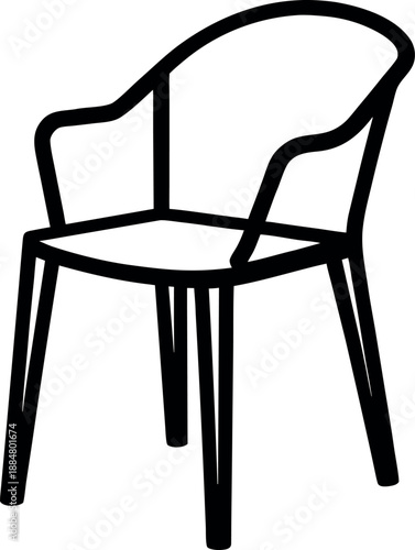 Plastic Chair Icon for Modern Interior and Furniture Design Illustration