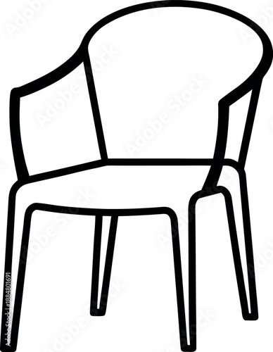 Plastic Chair Icon for Furniture Design and Seating Illustration