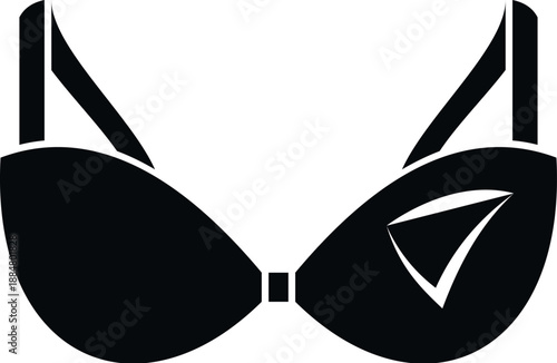Black bra icon isolated on a white background, symbolizing underwear and fashion
