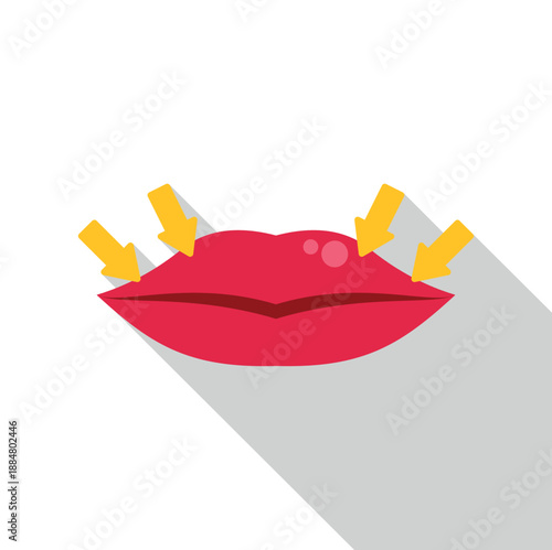 Red lips icon with yellow arrows pointing to areas for aesthetic augmentation