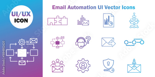 Email automation ui vector icons for business process and workflow management