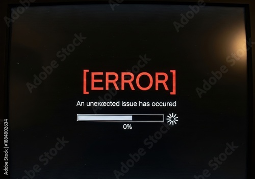 A computer screen displaying an error message on a black background